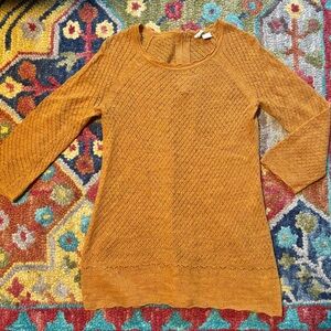 Anthropologie / Moth fine knit wool tunic sweater, Marigold, 100%wool size M